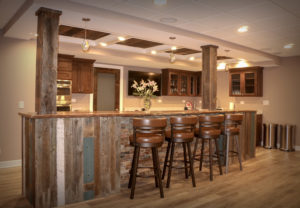 Basement Bar with Barnwood Siding