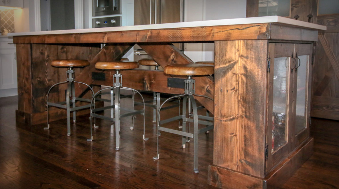 Custom Kitchen Island with Reclaimed Timbers