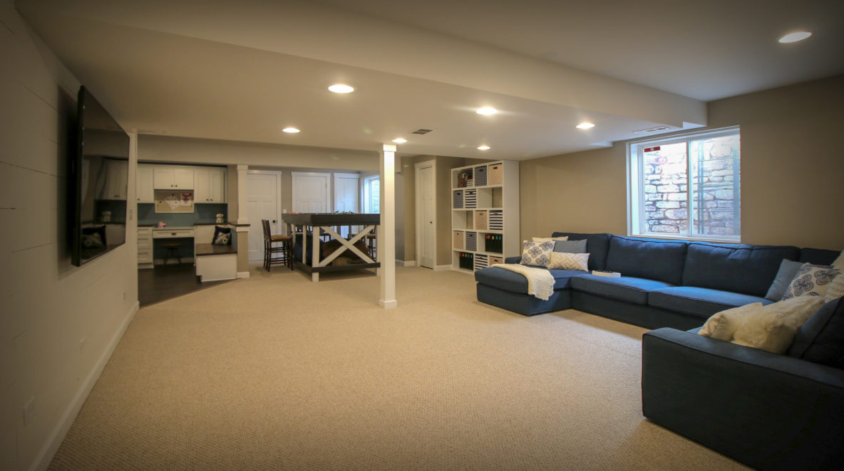 Large Basement Family Space Remodel