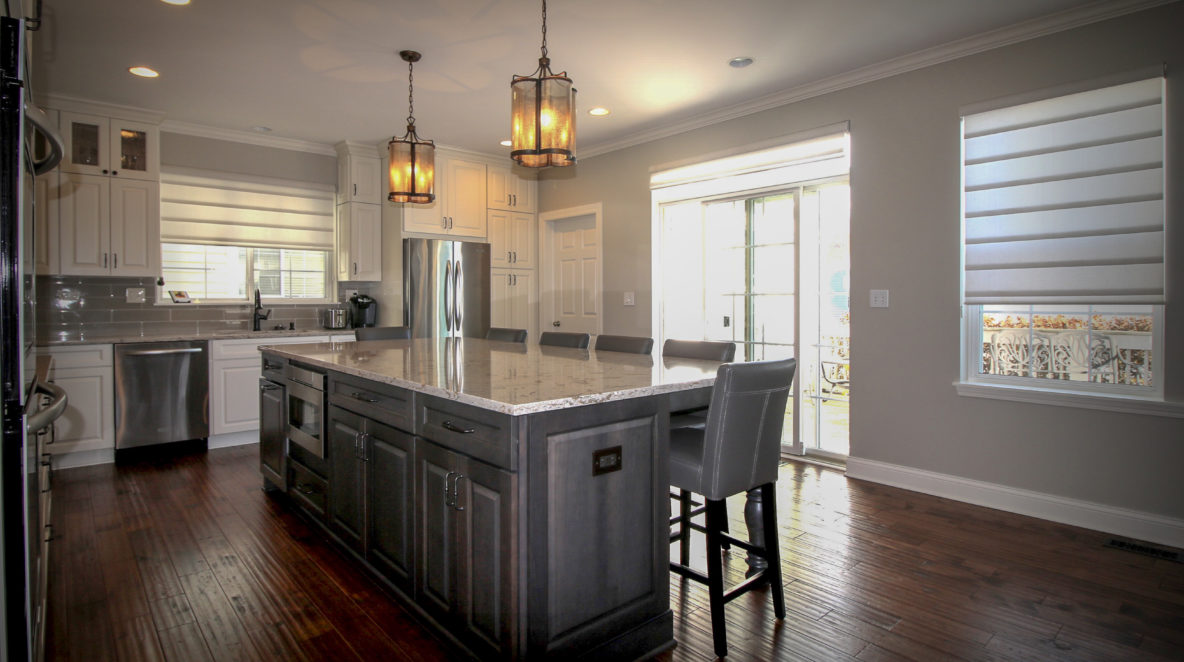 Grey Island White Cabinet Kitchen