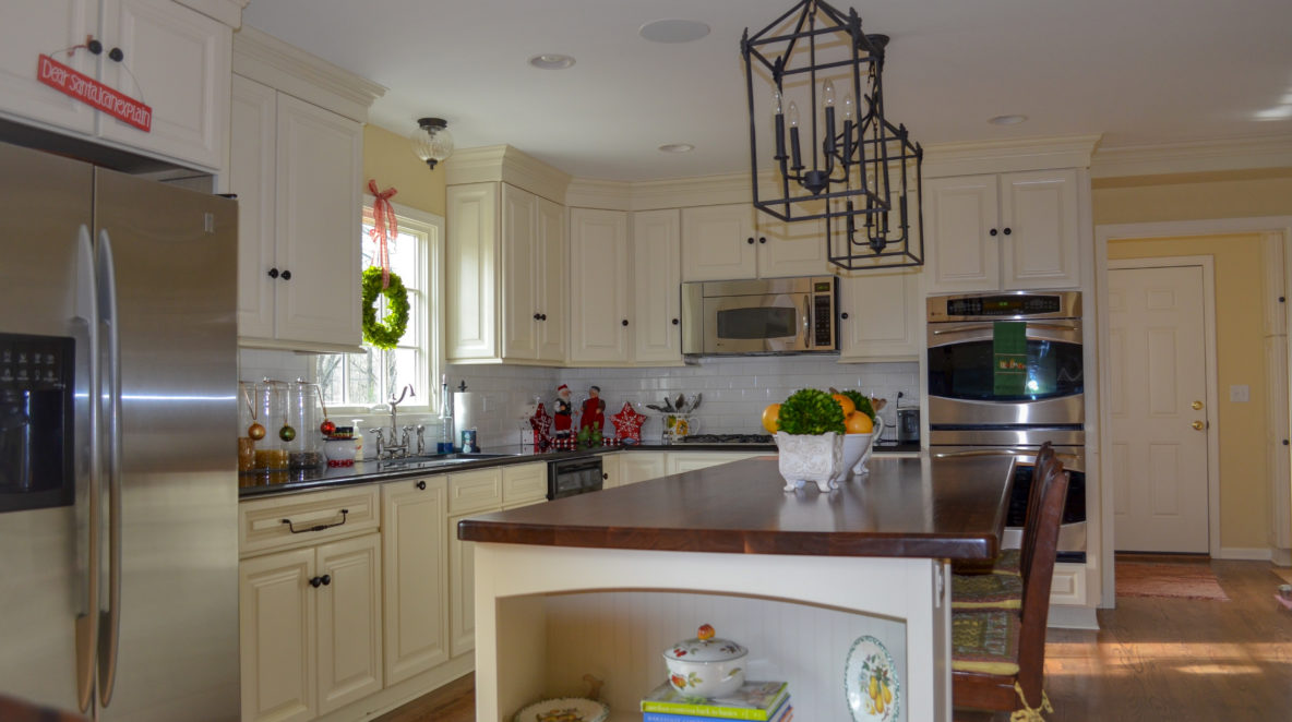 White Kitchen Remodel with Custom Island Top